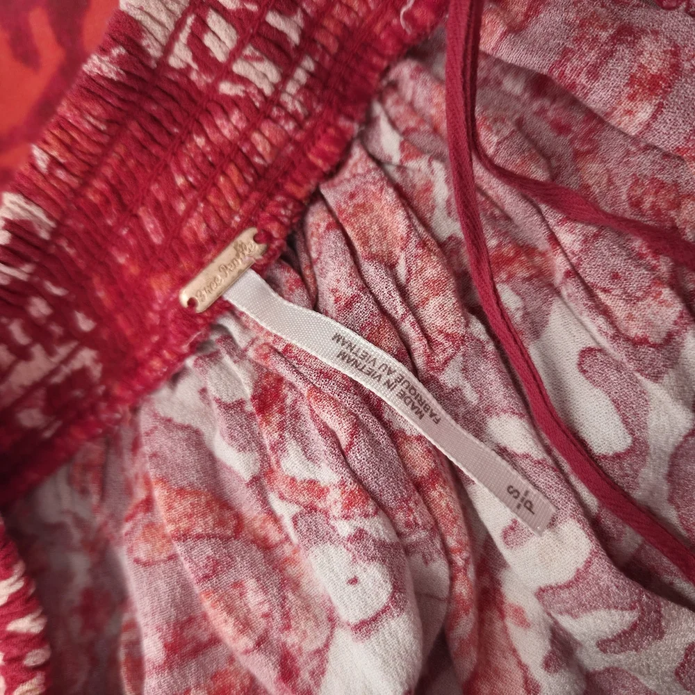 Free People Red Beach Day Boho Halter Flowy Summer Mini Dress‎